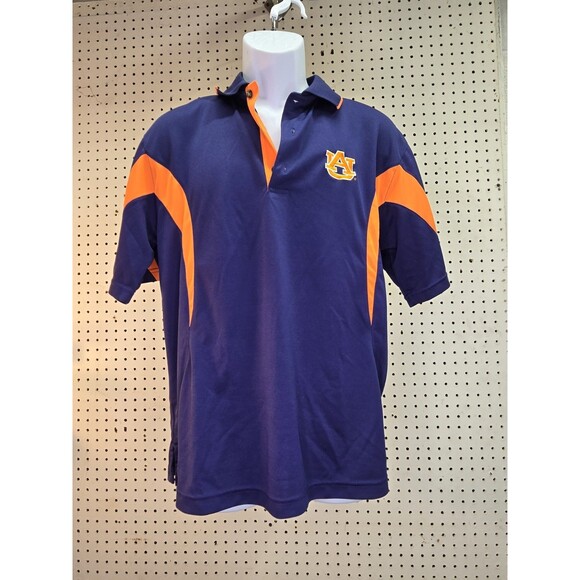 Auburn Tigers Shirt Medium Polo Blue Orange Short Sleeve PGA Tour Unisex - Picture 1 of 6